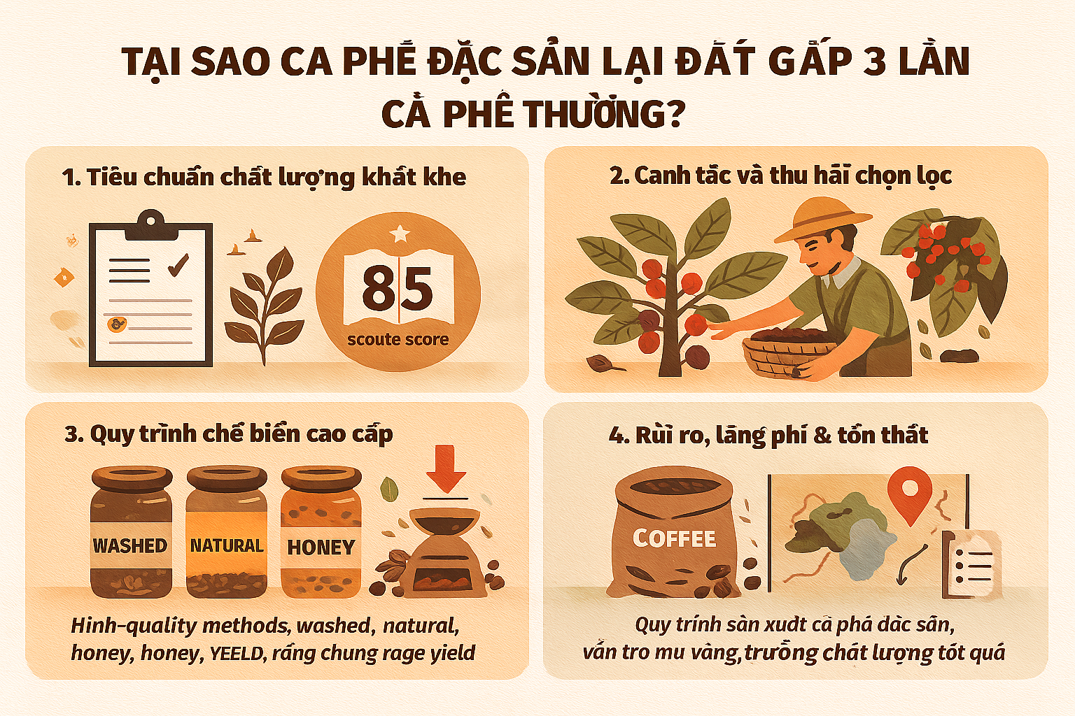 Tại sao ly cà phê này đắt hơn gấp đôi, gấp ba so với cà phê bình dân?
