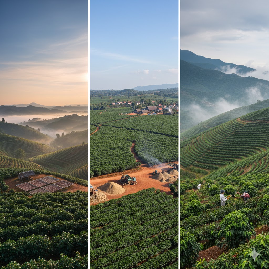 So Sánh 3 Loại Cà Phê Di Linh – Buôn Ma Thuột – Cầu Đất: Chọn Đúng “Gu” Của Bạn 5 Tổng quan ba vùng cà phê nổi bật