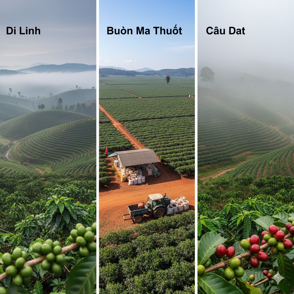 So Sánh 3 Loại Cà Phê Di Linh – Buôn Ma Thuột – Cầu Đất: Chọn Đúng “Gu” Của Bạn 6 So sánh chi tiết: Độ cao, giống cây & thổ nhưỡng