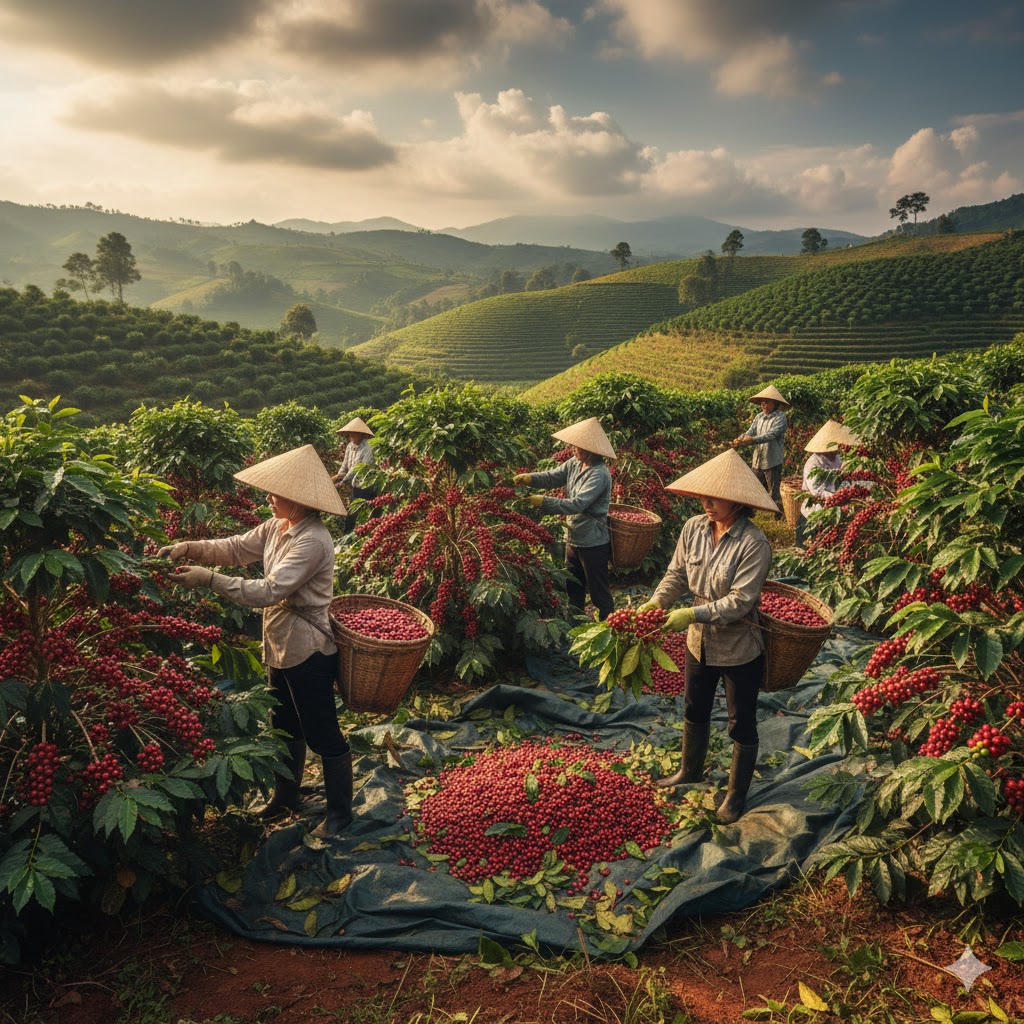 Một Ký Cà Phê – Hành Trình Nhiều Công Đoạn, Trải Qua Mấy Mùa Mưa Nắng 5 Thu hoạch – Mùa vàng cà phê