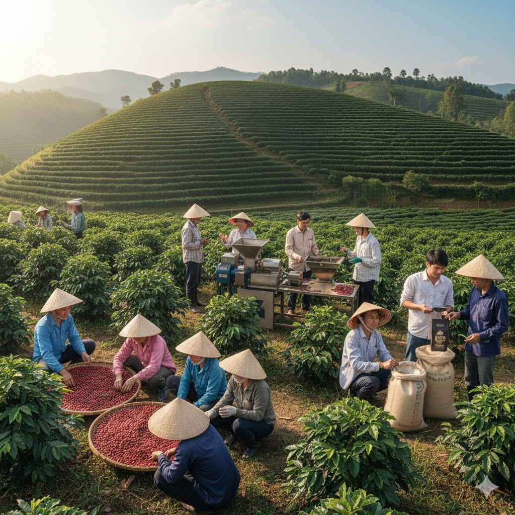 Bán Cà Phê Cho Đại Lý Hay Chế Biến Thành Phẩm: Nông Dân Nên Chọn Hướng Nào Để Lợi Hơn? 8 Giải pháp và khuyến nghị cho nông dân Việt Nam